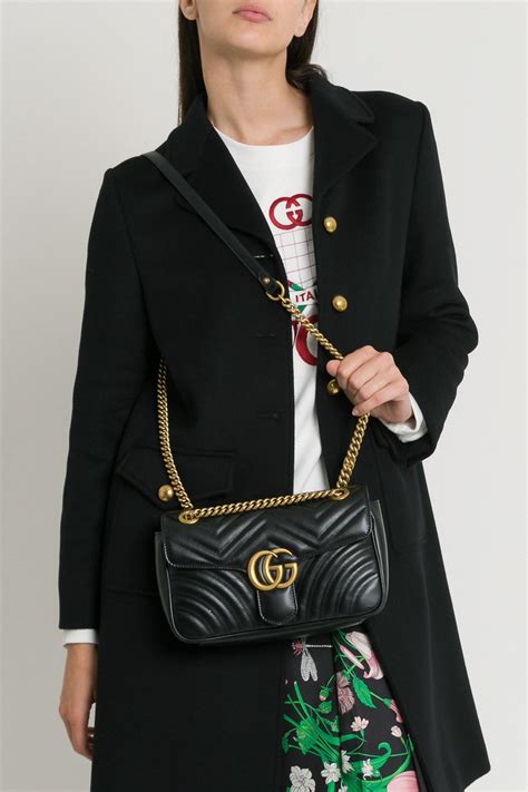 gucci matelasse bag black|Gucci marmont bag small size.